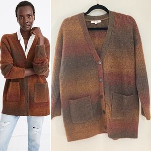 Madewell Space-Dyed Merino Wool Blend Maysfield Cardigan Sweater Oversized Small